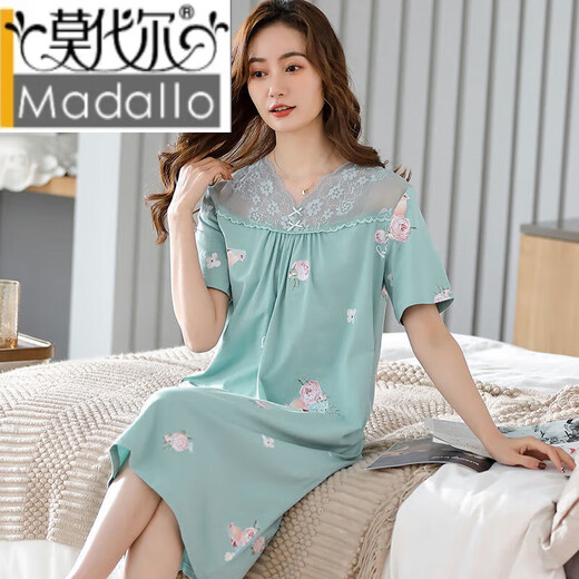 Modal Pyjamas für Frauen Sommernachthemd für modale Baumwolle kurzärmelige Sommernachthemen dünne mittlere und junge Mütter-Hauskleidung Y9906 m (80-100Jin [Jin ist gleich 0,5 kg])