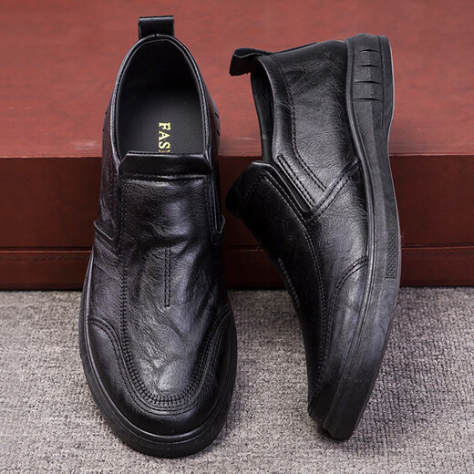 
Red Dragonfly handled leather soft leather men's leather shoes soft sole business anti-slip PU casual shoes wear-resistant men's shoes odor-proof f882 black 42