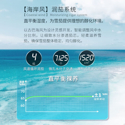 Vinocave cigar cabinet constant temperature and humidity household small negative ion ammonia removal 3D moisturizing cigar cedar wood temperature control humidity intelligent cigar display cabinet CH-70AH