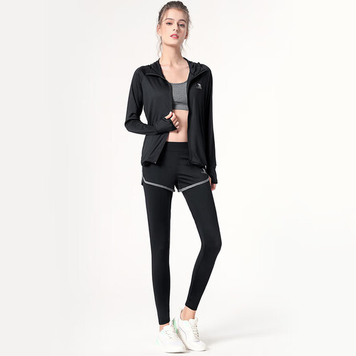 Camel (CAMEL) yoga suit for women's fitness sportswear five-piece set A7S1UL8135 black L
