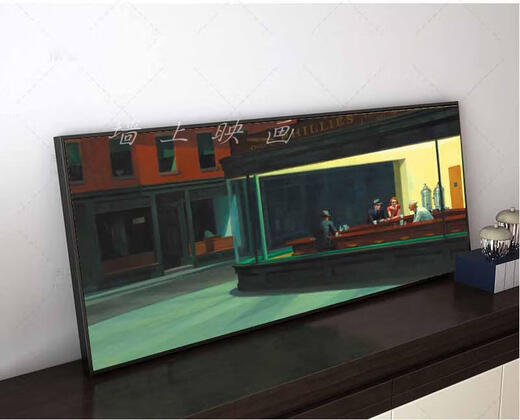 Three-Amnes Tiger Nighthawk Nightwalker Edward Hopper Decorate Living Room Dining Room Bedroom Hanging Painting Electric Meter Box Decoration Painting Sunday Morning 60*12035mm Thick Black Frame