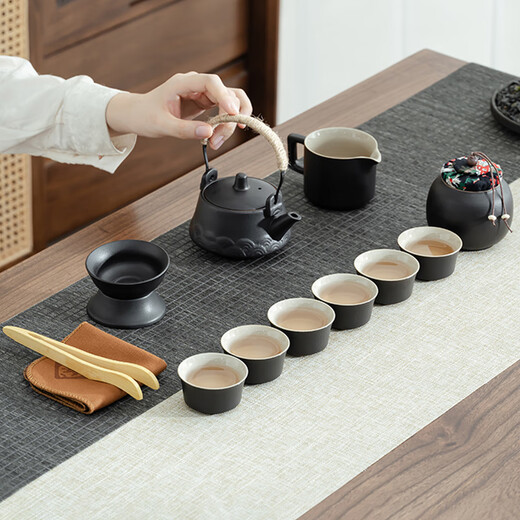Zhai Leisure Tea Set Home Office Tea Tray Living Room Tea Table Kung Fu Ceramic Teacup Teapot Tea Rhyme 12 Heads