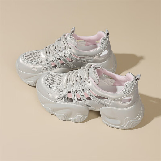 Daphne Mesh Schuhe für Frauen im Sommer atmungsaktiven Papa Schuhen lässig vielseitige Sport im Freien im Freien 2025 neuer Stil Pink 37 (235 mm) Standardcode