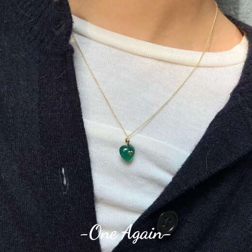 Chi example Korean niche design coldframe love marrow sterling silver plated 18k pendant agate necklace ins same style green chalcedony gold chain