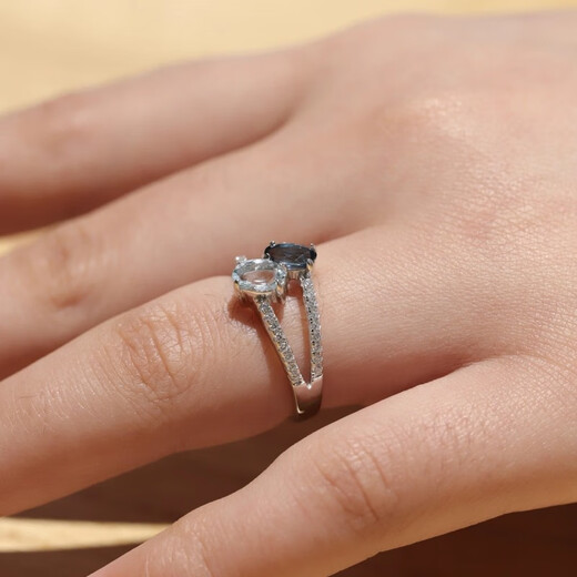 GEM STONE KING 1.34 carat London blue topaz and aquamarine ring 925 silver fashionable women's ring US size 6