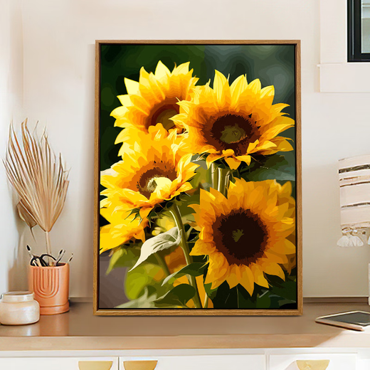 
Three tigers are born and healed in the sun, and the sunflower digital oil painting DIY color painting living room hanging painting decorative painting hand-painted oil painting SJ14382 40x50cm stretched thick solid wood inner frame + outer frame (default wood color) Highlight pigment + professional oil canvas + brush + accessories
