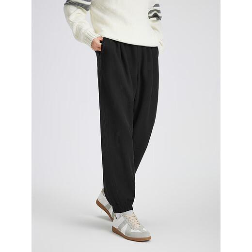 GXG men's jacquard texture leggings commuting loose sweatpants men's sports casual pants 2025 autumn new black L