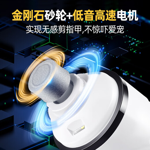 Japanese MUJU pet cat and dog electric nail polisher with LED light, dog nail clipper, cat nail clipper, silent and low vibration, upgraded version 2.0, LED blood line, low sound