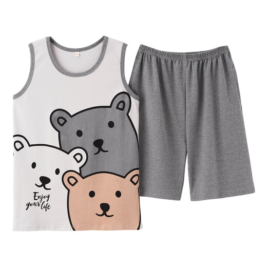 Modal Summer ärmelloses Weste Shorts Paar Pyjama für Frauen Teenager reine Baumwollmänner plus Fett Plus Größe Lose Heimkleidung WJ9856 Ya Weste Cover M Frauen 80-95 Jin [Jin ist gleich 0,5 kg]