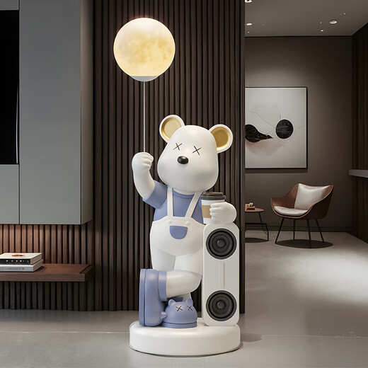 Jizhao Violent Bear Large Ornament Floor-standing Living Room TV Cabinet Sofa Next Home Decoration Housewarming Gift Blue Bluetooth Speaker + Piggy Bank 115CM No Specifications