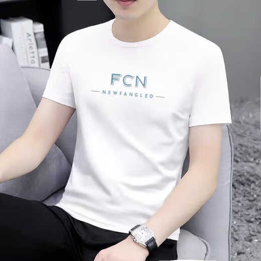 Con una camiseta de cuello redondo de manga de manga corta para hombres puros (yishion) de verano, top 1423 blancos M __100Jin de algodón de algodón de algodón simple y versátil.