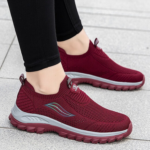 Foot Lijian Master Old Shoes for Women in Summer Breathable One-Picking Mom and Daddy Shoes Anti-Slip Sole Comfortable Middle-aged and Elderly Sports Healthy Black 9928 (Men's Model) 39