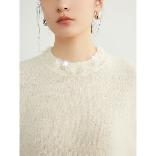 
ROMON (ROMON) sweater for women with high-end fantasy color beads and films mohair sweater 2025 spring and autumn new lazy pullover wool top dark powder all size