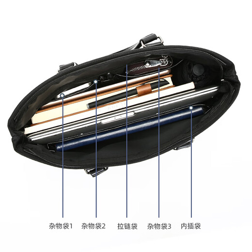 Sieben Wolf Aktentasche Herren Aktenbeutel Handtasche Herren Aktentasche Frauenpendelgeschäftsbesprechung Schwarz + Riemenlänge 38*Höhe 29*Breite 7cm