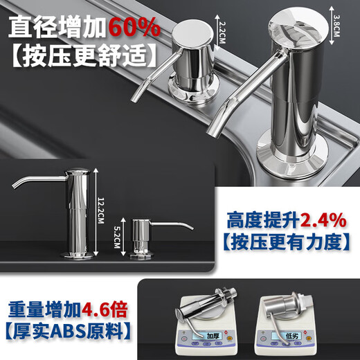 Jomoo New German Bathroom Detergent Presser Kitchen Sink Soap Dispenser Extender Wash Basin Detergent Presser Heightened and Thickened Upgraded Electroplating Color