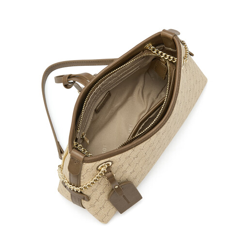 Bolsa de hombro Zhuosini con cremallera impresa en la bolsa europea y americana que viaja en el hombro versátil temperamento de San Valentín Bolsa de axilas Presbyopia Caki