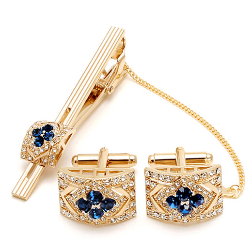 NOSSKISS light luxury four-leaf clover cufflinks men's light luxury custom suit French shirt cuff nails fashion niche birthday gift gift box gold and blue cufflinks