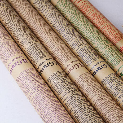 Qilicai Kraftpapierpapier Blumenstrauß Geschenkpapier Kinder Geburtstag Geschenkpapier Geschenkbox Vintage Bag Book Kruste Papier Englisch Blumenpapier Kraftpapier Zufällige 10 Stück für doppelseitige Klebe