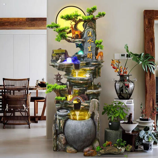 Ihre Sekretärin groß angelegte Landung Rockery Fließende Wasserbrunnen Ornamente eröffnen Geschenk Wohnzimmer Reichtum Feng Shui Wheel Hochbergzirkulation Wasserdekoration 9923 Kleine Trompetenhöhe 108 cm