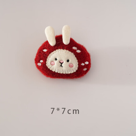 Companion blessing cartoon plush angora red mushroom rabbit brooch accessories pin decoration plush rabbit