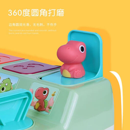 Peek-a-boo Pop-up-Ursache-Wirkungs-Spielzeug, Dinosaurier-Schaltkasten, Knopfkasten, Überraschungsbox, Baby-Puzzle, 1–3 Jahre alt, Dinosaurier-Schaltkasten