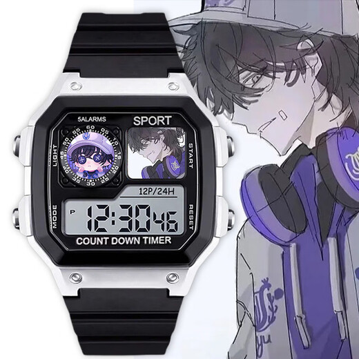 Myopole Identity Fifth Mercenary Naibu Cute Watch Student Waterproof Electronic Watch Small Square with Alarm Clock [Stylish Silver Black] D9274 Electronic Watch [Imported Movement + Extra Long Standby] Gift Box