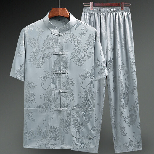 Les vêtements tangs à manches courts de Li Shangduo de Li Shangduo sont les vêtements d'été du grand-père de l'âge moyen et le grand-père des vêtements de grand-père de l'âge moyen et de style grand-père de style chinois.