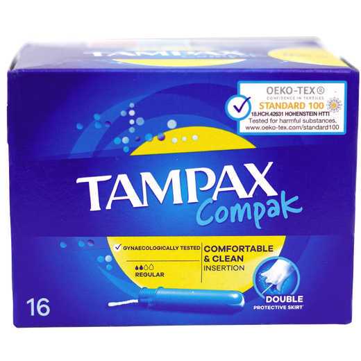 丹碧丝（TAMPAX）进口卫生棉条导管式无感内置棉棒卫生姨妈巾长导管短导管卫生棉条 【普通流量】 16根 1盒 短款