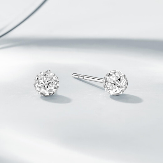 Chao Acer Platinum Earrings Women's PT950 Mirror Earrings for Girlfriend's Birthday Gift Priced at RMB 120 0.8g One Pair Contains Silicone Ear Plugs