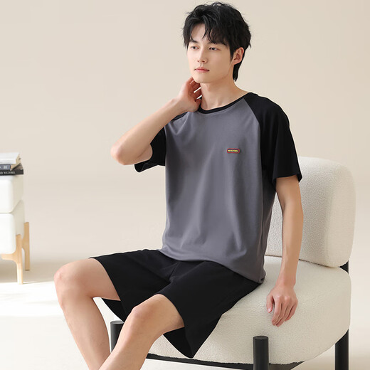 Septwolves Frühlings- und Sommer-Hausbekleidungskleidung für Herren, die reine Baumwoll-Sommer-Kurzarmshorts von außen multi-farbig optional verwendet werden können. 02J13603 Men 3xl