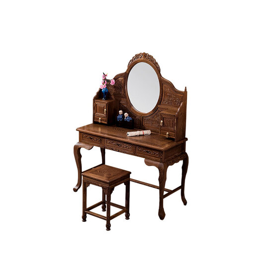 Tiger Master Mahogany Furniture African Chicken Wing Wood (scientific name: African Cliffwood) Solid Wood Dressing Table and Stool Combination Dressing Table Chinese Antique Bedroom Furniture