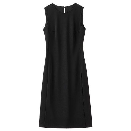 Shangdubila [Slim Taille] 2025 Herbst Pendeln rund Hals Split Slim Tailleloses ärmellose Weste kleines schwarzes Kleid