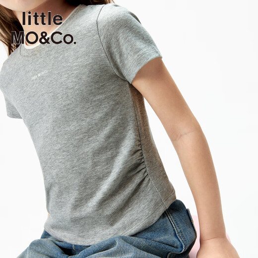 little MO/Co. Antibacterial little moco children's clothing 25 new girls' print short-sleeved T-shirt parent-child clothing KBE3TEE038 medium flower gray antibacterial 150 150/72