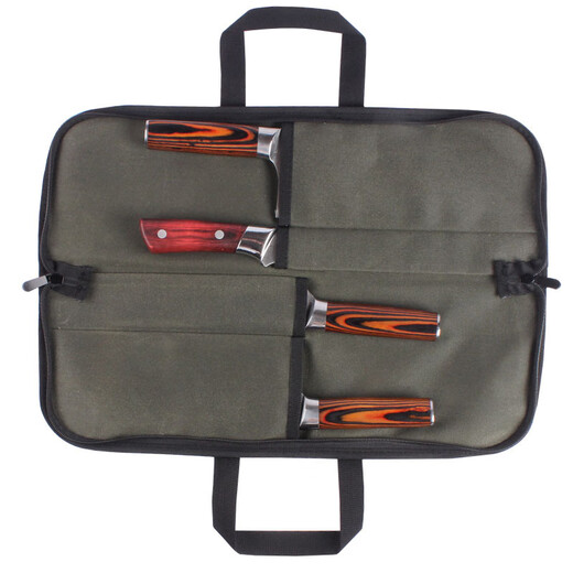 Yusenyi Chef's Knife Bag Tool Bag Waxed Canvas Knife Bag Wear-Resistant Kitchen Knife Storage Bag Outdoor Knife Bag WYS-667 Knife Storage Bag