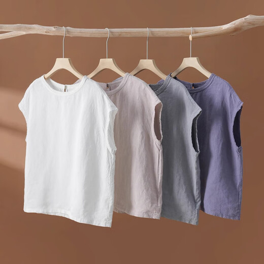 TOUCH MISS summer literary temperament short-sleeved T-shirt for women solid color round neck loose top TM2575GY white M [90-120Jin [Jin equals 0.5 kg]]