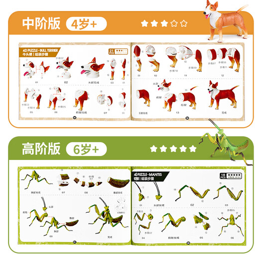 纽奇动物模型玩具diy拼插立体拼图儿童早教益智中阶认知生日礼物盒
