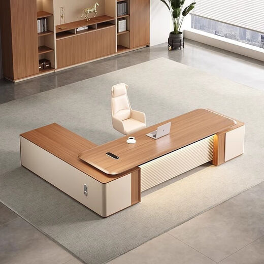 Chengyu Boss Desk Simple Modern Leadership Office Desk Light Luxury Office Desk and Chair High-end President Desk Boss丨Light Luxury丨2.6 Meter Luxurious Boss Desk + Blister Surface Zhuowei Oak Blister Boss Desk丨Multimedia Cable Box