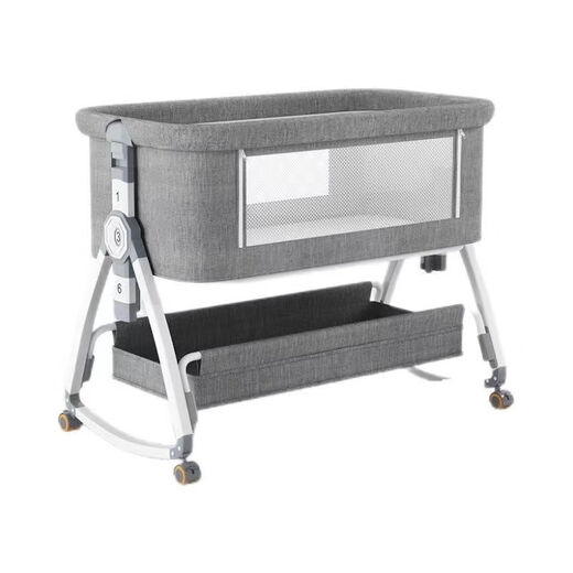 Cuna Cuna removible Portable Baby Cradle Cama Multifunción Multifunción BB Bed Niños recién nacidos Conjunto de lecho grande Morandi Powder + Configuración de fábrica Modelo básico
