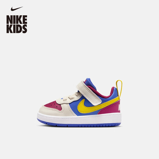 Nike Cool Pineapple Baby Low-top Flat Sneakers Velcro Winter Boys and Girls NIKE COURT IM2183 633 Beet Red/Bright Yellow/Pearl Gray/Comet Blue 23.5