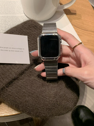 Balter星光记复古精致不锈钢金属表带适用于iwatch1098se简约通勤 星光色表带+星光色砖壳 仅出售表带不含手表