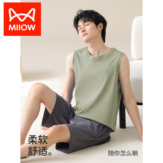 
Catman (MiiOW) pure cotton pajamas for men in summer 2025 new sleeveless vest shorts for outdoor wear. Large size 13657 [Pure cotton, skin-friendly and breathable] XL [suitable for 120-140Jin [Jin equals 0.5 kg]]