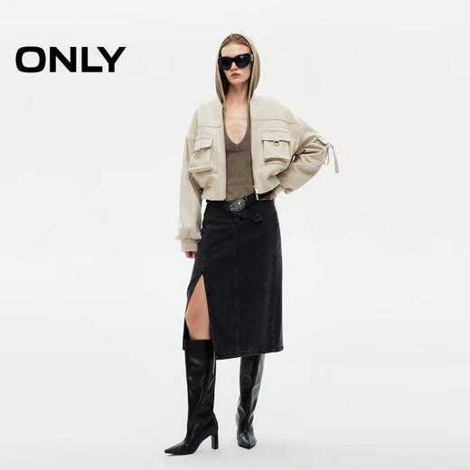 ONLY2025 new autumn style workwear style threaded neckline design short cardigan jacket for women|125336013 C45 cloud silver gray XS