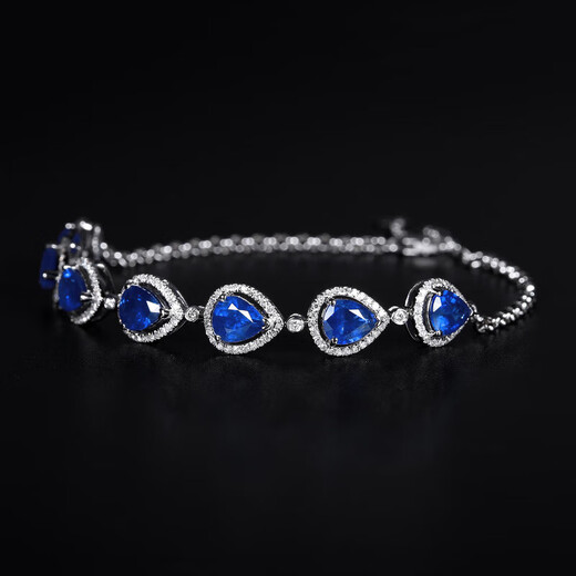 HEEKAIYI Sapphire Bracelet for Women Royal Blue 18K Gold Diamond Bracelet Chinese Valentine's Day Birthday Gift for Wife and Girlfriend Selected 4.58 Carat/Royal Blue/Double Certificate