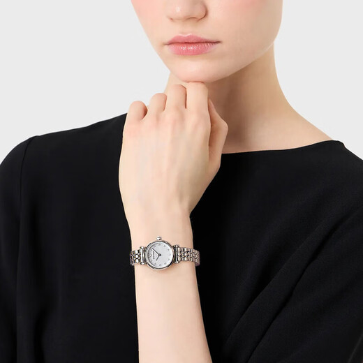 EMPORIO ARMANI Armani Rose Small Disc Set with Diamonds Valentine's Day Birthday New Year's Gift for Girlfriend Electronic Women's Watch 22MM Temperament White Moonlight AR1961