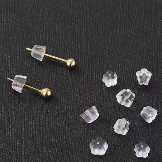 Plum transparent rubber silicone anti-plastic ear plugs diy earrings earrings leather plugs back ear caps plum ear plugs 100 pcs