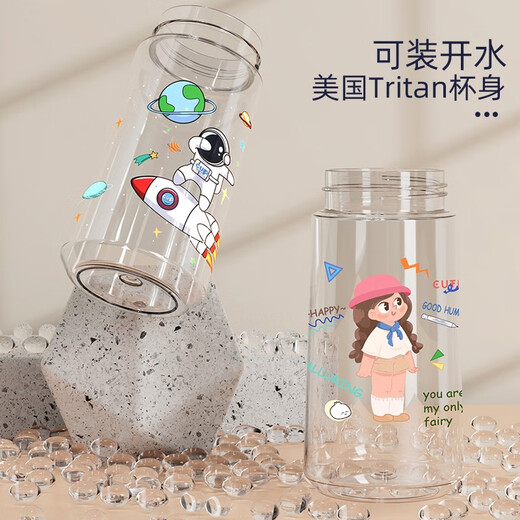膳魔师（THERMOS）儿童水杯上学专用小学生男生水壶塑料女孩男孩便携夏新款女童杯子 620ml-黑色钢铁侠-6172
