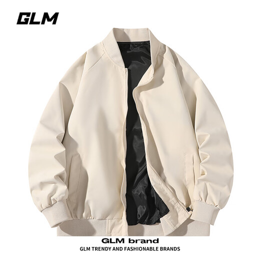 GLM jacket men's spring and autumn loose jacket men's casual simple baseball uniform men's comfortable versatile top black XL