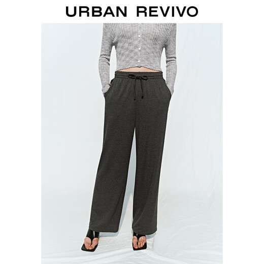 UR2025 été nouveau décontracté Simple taille élastique cordon jambe large pantalon UWB650002 gris foncé fleuri gris M