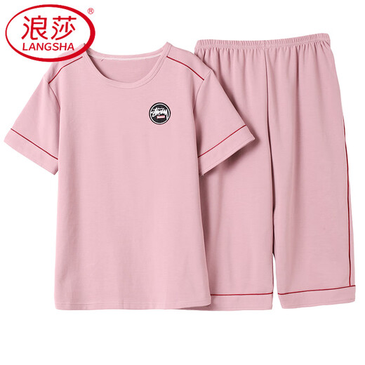 
LangSha pajamas for women in summer cotton short-sleeved cropped pants middle-aged and elderly mothers in summer thin style can wear two-piece set of home clothes blue cotton-NXF9856 M [80-100Jin [Jin equals 0.5 kg]]