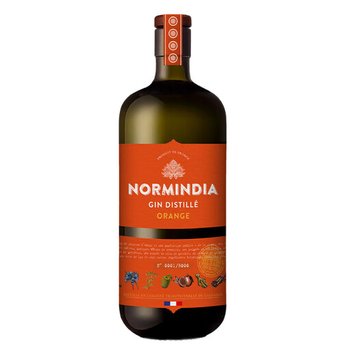 Nomindia Gin, Normandie, France, Gin, Bouteille d'origine Vin étranger importé, vin de base, cadeau, Nomindia Orange Gin, 700 ml, 1 bouteille